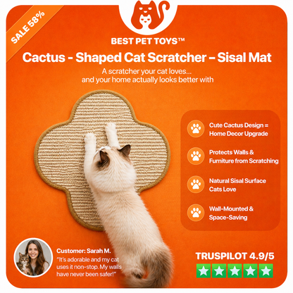 Griffoir pour chat en forme de cactus – Tapis en sisal, fixation murale, conception durable