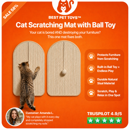 Best Pet Toys™ Cat Scratching Mat with Ball Toy