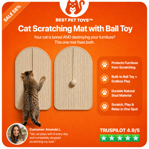 Best Pet Toys™ Cat Scratching Mat with Ball Toy