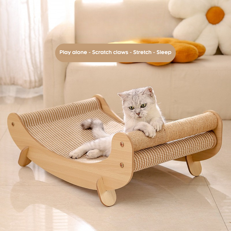 Multi-Functional Scratching Bed – Sturdy, Durable Natural Wood Frame