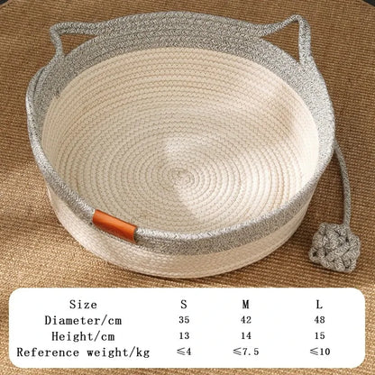 Handwoven Rattan Cat Bed – Cozy, Scratch-Resistant & Washable