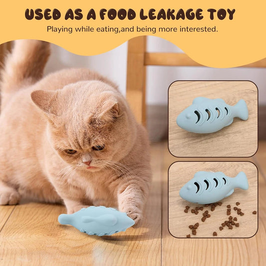 Silicone Fish Cat Chew Toy – Treat Dispenser & Dental Care
