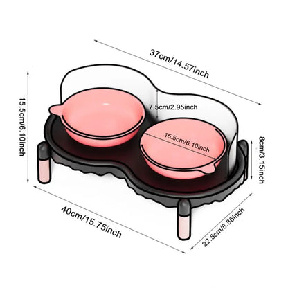 Anti-Slip Ceramic Double Cat Bowls – Elevated Stable Feeder