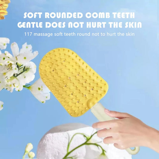 Pet Ice Cream Massage Comb – Soft, Rounded Bristles for Easy Fur Removal & Hairball Reduction