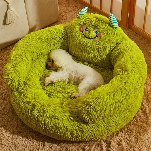 Cartoon Monster Pet Nest – Warm & Washable for Cats & Dogs