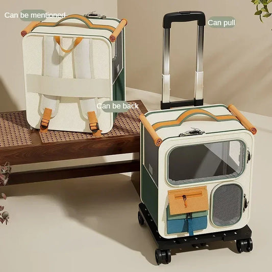Cat Backpack Carrier with Wheels – Detachable & Travel-Friendly