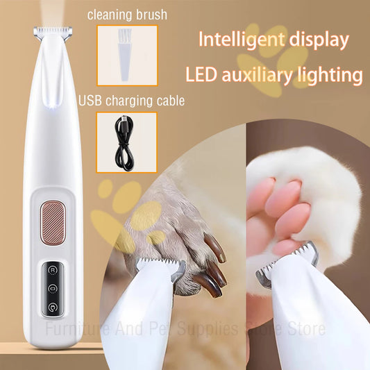 Dog Paw Trimmer with LED Light – Waterproof Grooming Clippers