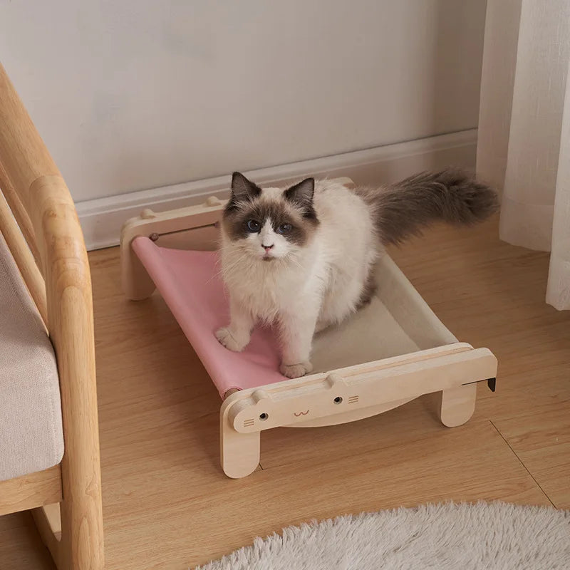 4 Seasons Wooden Cat Bed – Versatile & Cozy Hammock