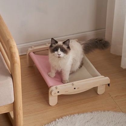 4 Seasons Wooden Cat Bed – Versatile & Cozy Hammock
