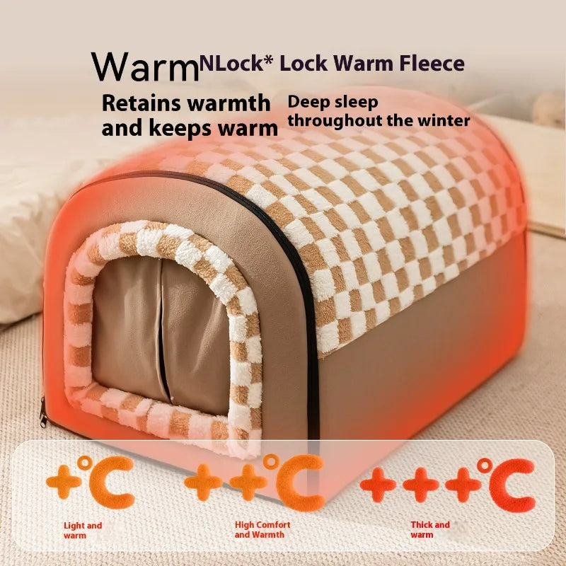 Spacious Pet House – Curved Design Bed with Detachable Curtain for Cats & Large Dogs