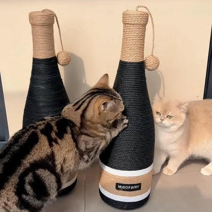 Red Wine Bottle Cat Scratcher | 60cm Jute Post + Hanging Ball Toy