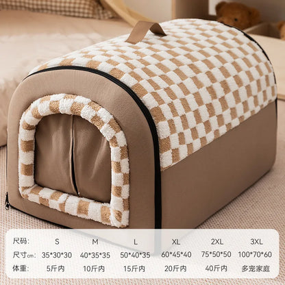 Spacious Pet House – Curved Design Bed with Detachable Curtain for Cats & Large Dogs