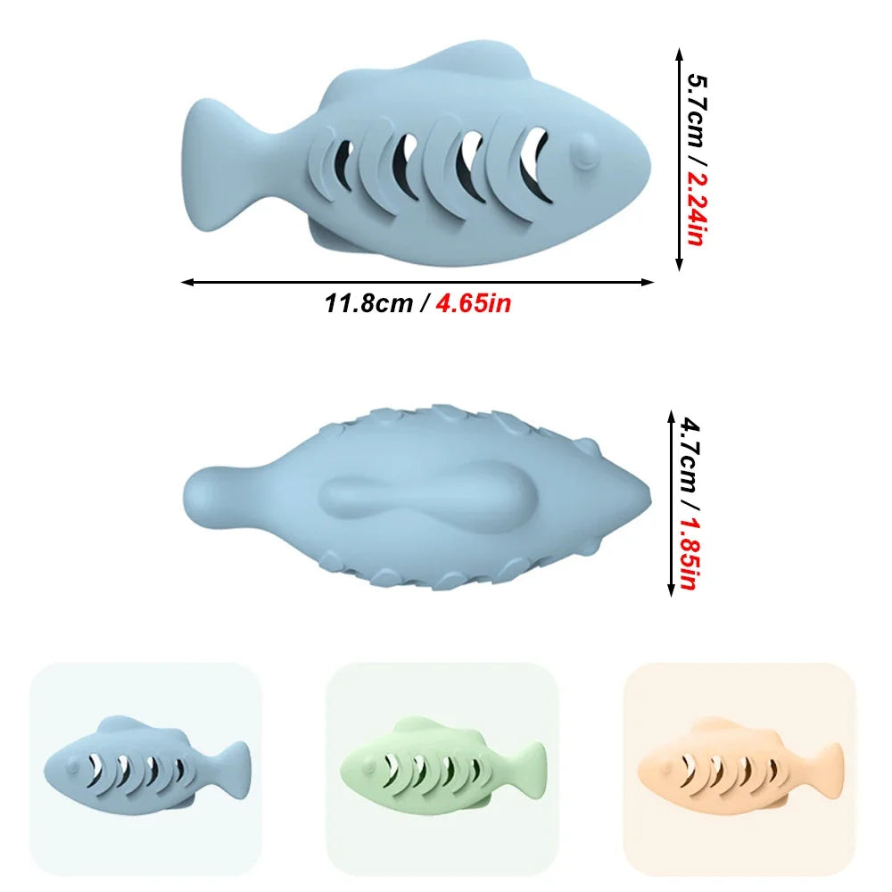 Silicone Fish Cat Chew Toy – Treat Dispenser & Dental Care