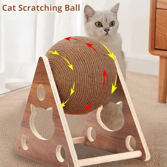 Cat Tree with Sisal Scratching Ball – Wooden Claw Grinding Toy