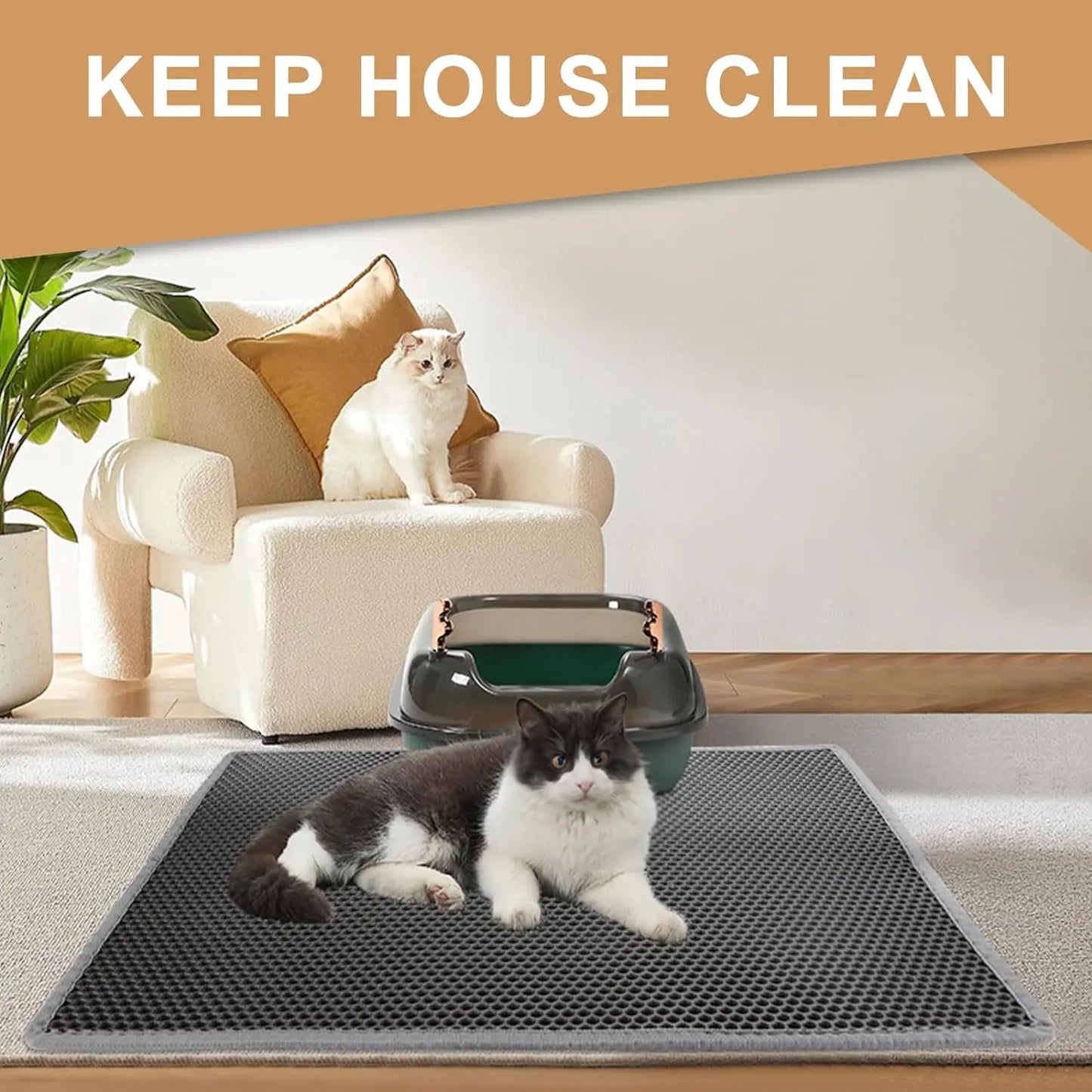 Double-Layer Cat Litter Mat – Non-Slip, Waterproof & Durable