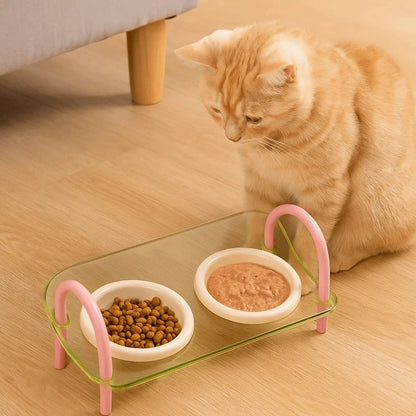 Double Elevated Cat Bowls – Adjustable Anti-Flip Food & Water Feeder