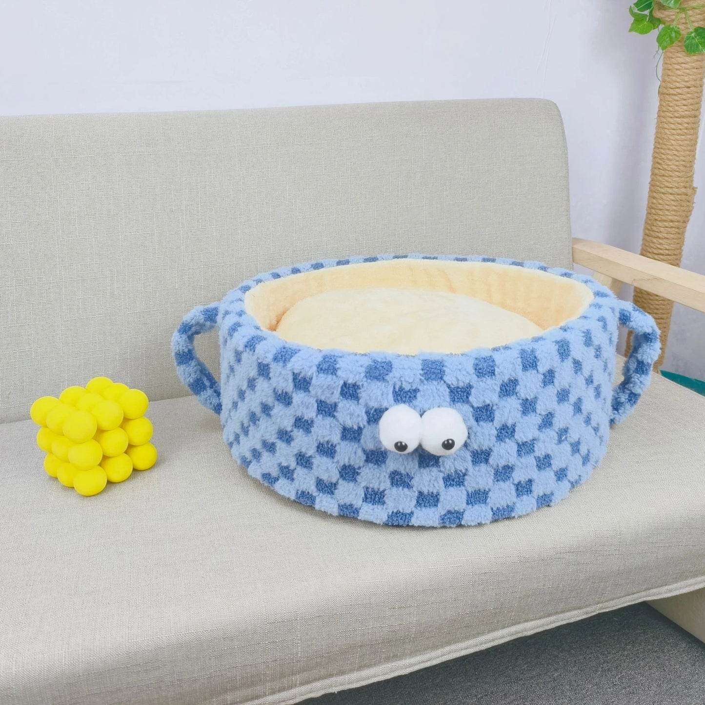 Round Eyelet Sponge Pet Kennel – Warm Bed for Cats & Small Dogs