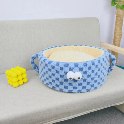 Round Eyelet Sponge Pet Kennel – Warm Bed for Cats & Small Dogs