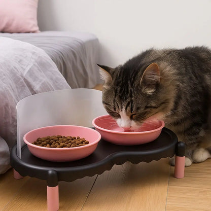 Anti-Slip Ceramic Double Cat Bowls – Elevated Stable Feeder