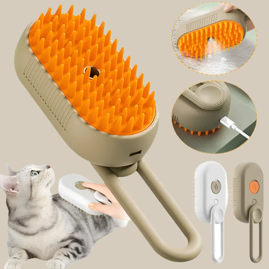 3-in-1 Steam Brush Cat Comb – Groom, Clean & Massage