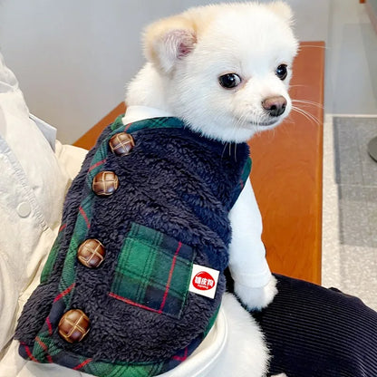 Christmas Plaid Pet Jacket – Warm & Cute for Dogs and Cats