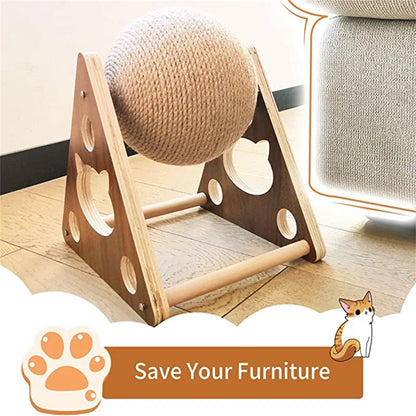 Cat Tree with Sisal Scratching Ball – Wooden Claw Grinding Toy