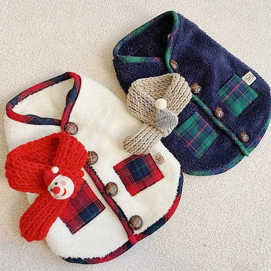 Christmas Plaid Pet Jacket – Warm & Cute for Dogs and Cats