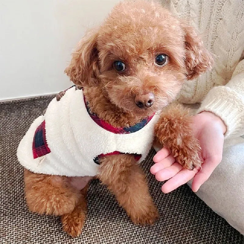 Christmas Plaid Pet Jacket – Warm & Cute for Dogs and Cats