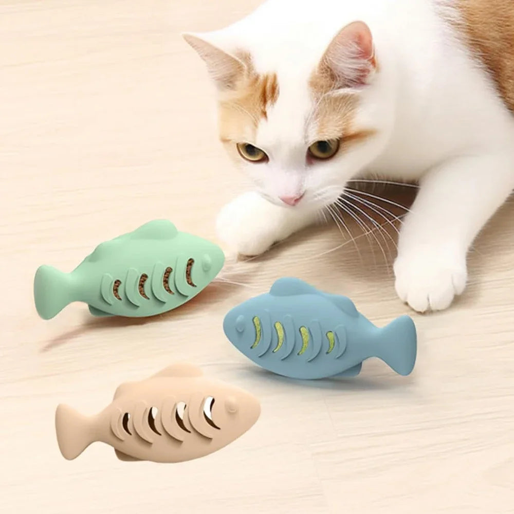 Silicone Fish Cat Chew Toy – Treat Dispenser & Dental Care