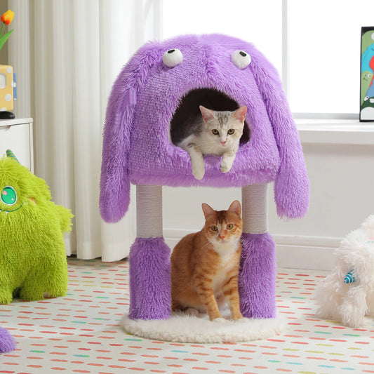 2-in-1 Cat Tree with Sisal Scratching Posts & Plush Condo
