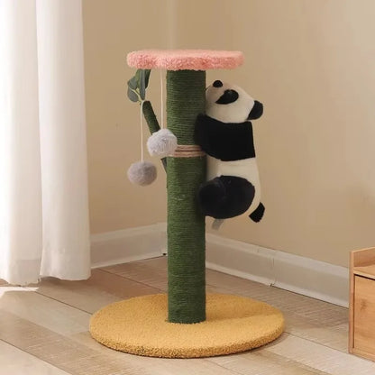Panda-Themed Wooden Cat Climbing Frame – Sisal Scratch Post & Jumping Platform