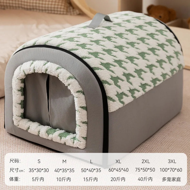 Spacious Pet House – Curved Design Bed with Detachable Curtain for Cats & Large Dogs