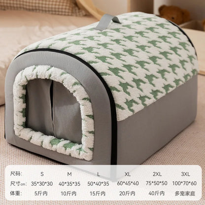 Spacious Pet House – Curved Design Bed with Detachable Curtain for Cats & Large Dogs
