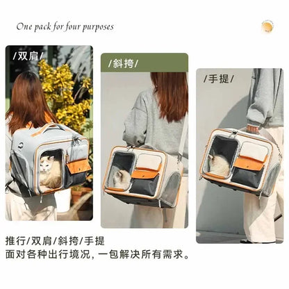 Portable Pet Backpack & Stroller – Trolley Case for Cats & Small Dogs