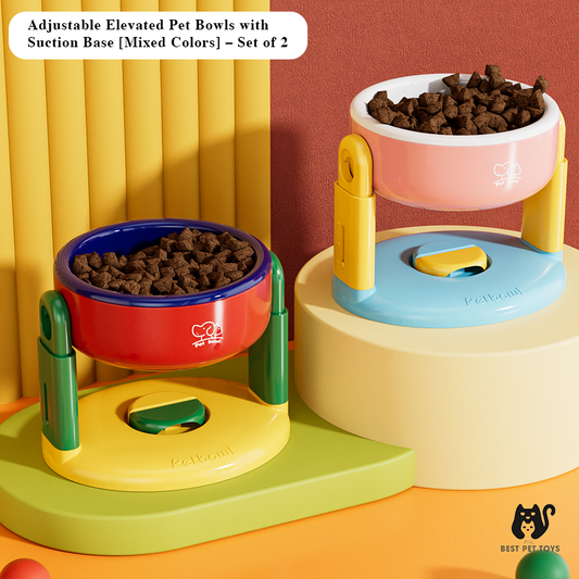 Suction Cup Adjustable Pet Bowl – Tilted, Spill-Proof & Neck-Friendly Design