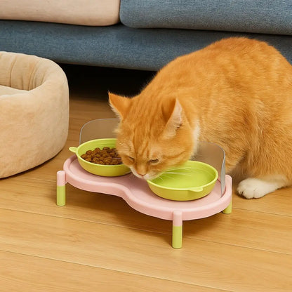Anti-Slip Ceramic Double Cat Bowls – Elevated Stable Feeder