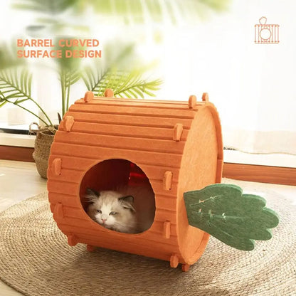 Carrot Felt Cat Tunnel & Bed
