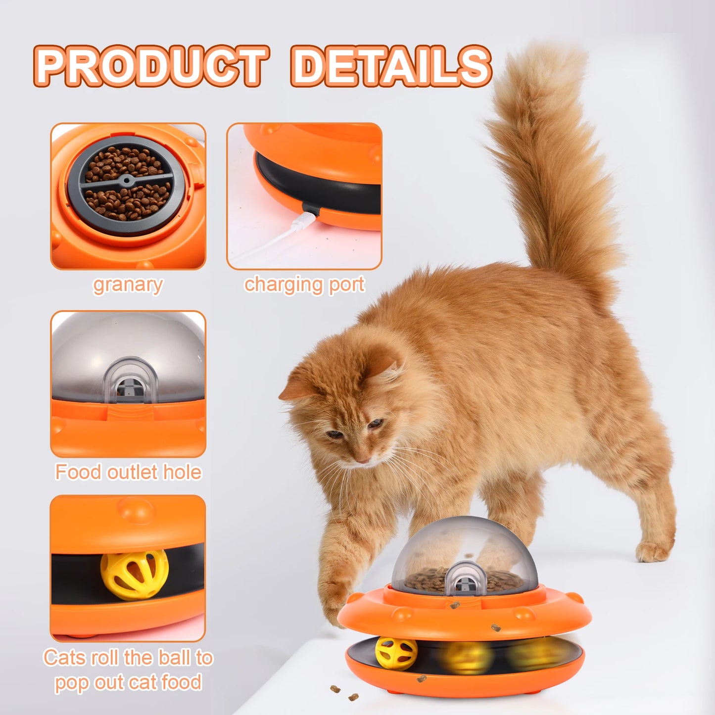Spaceship Cat Turntable Toy – Interactive Treat Dispenser & Teaser (2025)