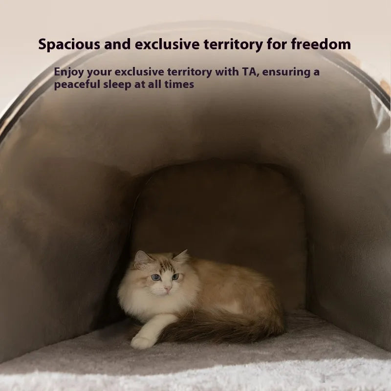 Spacious Pet House – Curved Design Bed with Detachable Curtain for Cats & Large Dogs