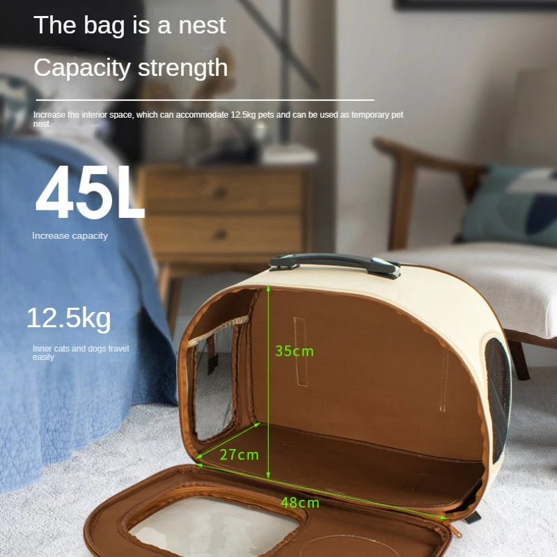 Valise à roulettes portable pour animaux de compagnie – Transporteur à roulettes pour chats et petits chiens