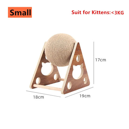 Cat Tree with Sisal Scratching Ball – Wooden Claw Grinding Toy