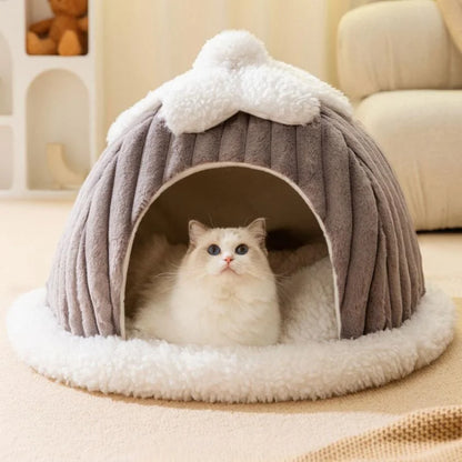 Winter Cozy Pet House – Warm Cave Bed for Cats & Small Dogs