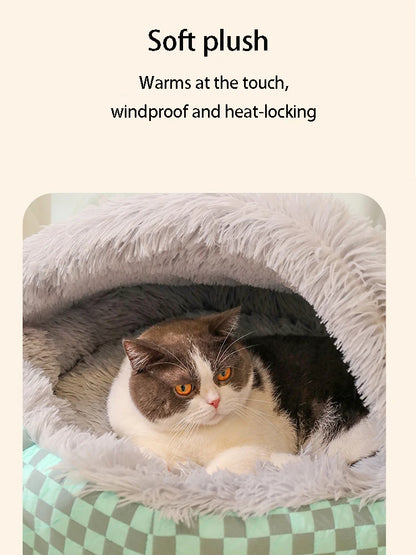 Pets Tent Cat House – Cozy Cave Nest with Mat for Winter Comfort