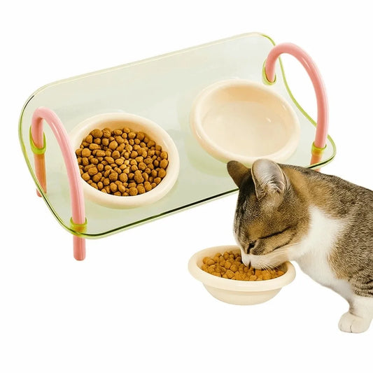Double Elevated Cat Bowls – Adjustable Anti-Flip Food & Water Feeder