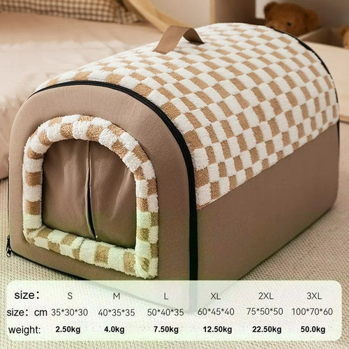 Spacious Pet House – Curved Design Bed with Detachable Curtain for Cats & Large Dogs