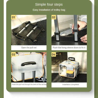 Valise à roulettes portable pour animaux de compagnie – Transporteur à roulettes pour chats et petits chiens