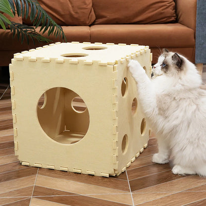 Dice-Shaped Cat Bed – Foldable Felt Cloth for Indoor Use