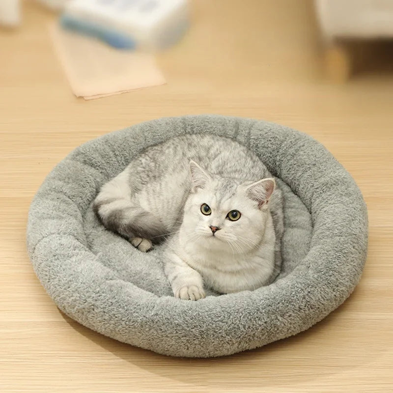 Round Pet Bed – Warm Fleece Nest for Small Pets