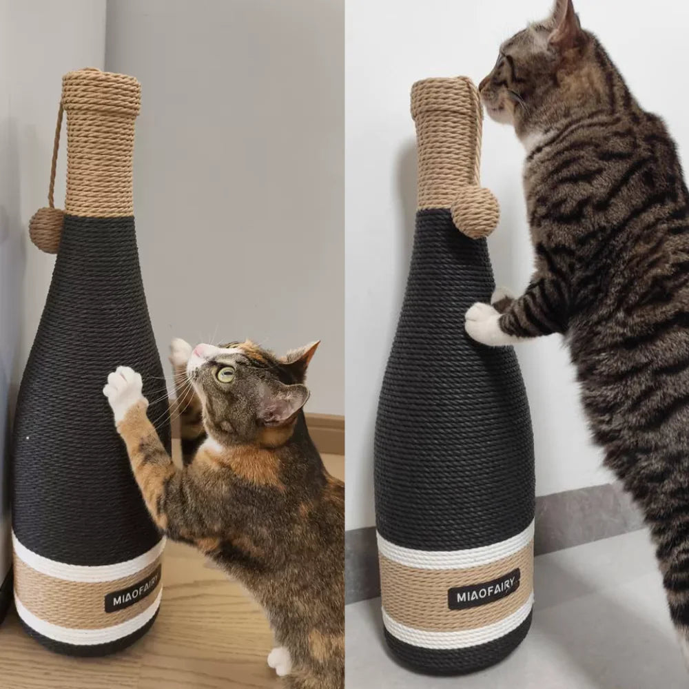 Red Wine Bottle Cat Scratcher | 60cm Jute Post + Hanging Ball Toy