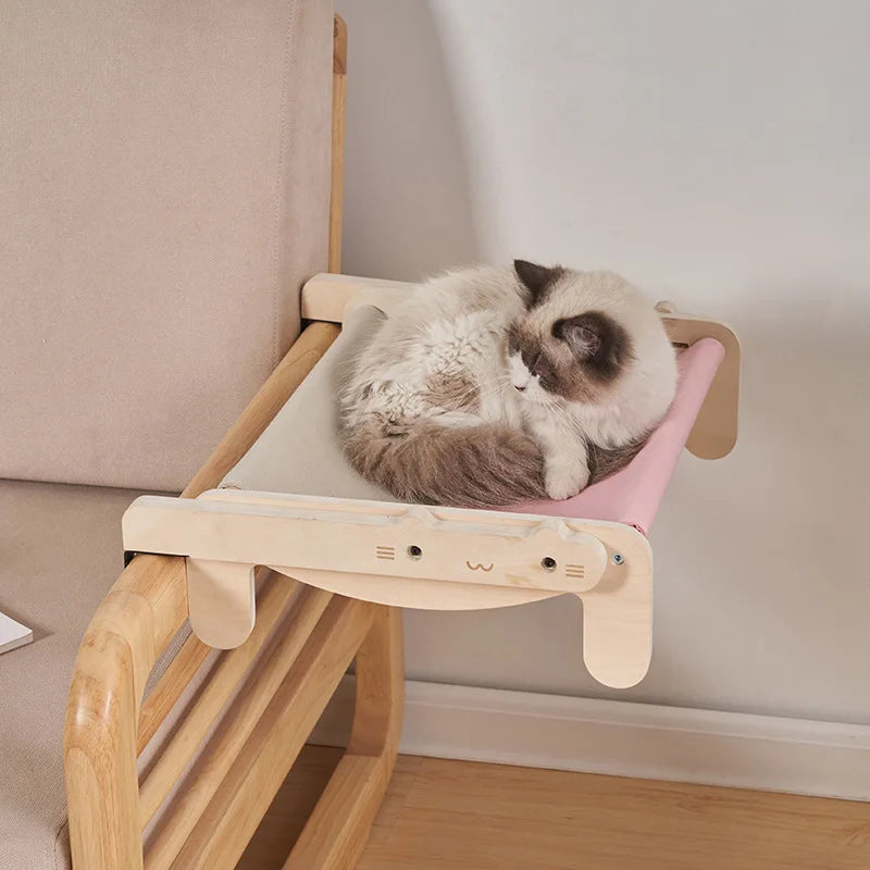 4 Seasons Wooden Cat Bed – Versatile & Cozy Hammock